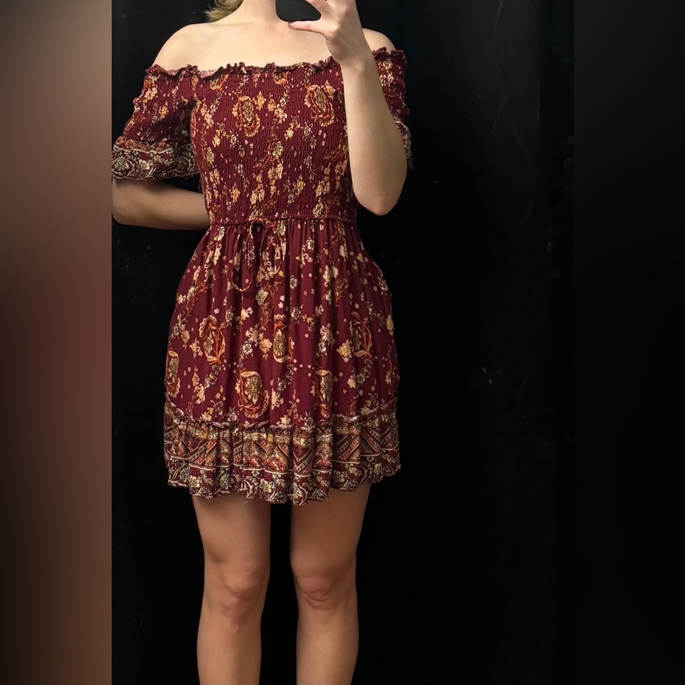 Off shoulder floral fall dress